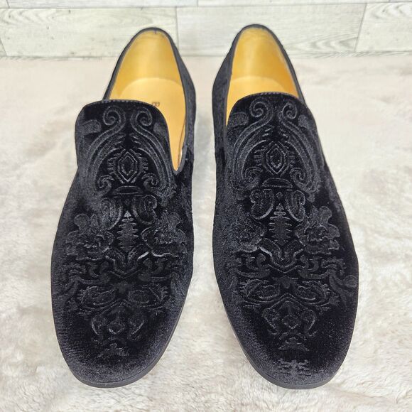 Bacco Bucci Black Velvet Slip On Dress Shoes Men's 10 Tuxedo Smoking Slippers - Picture 3 of 7